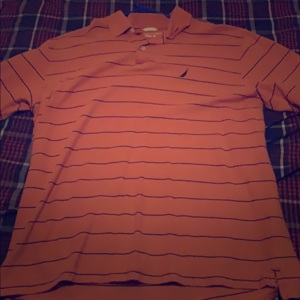 Nautica, Orange/Blue striped, collard